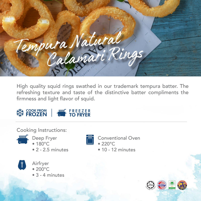 Pacific West Tempura Natural Calamari Rings 1kg/pkt (Halal)